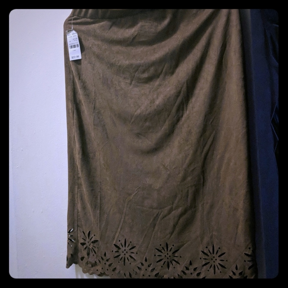 Suede midi skirt